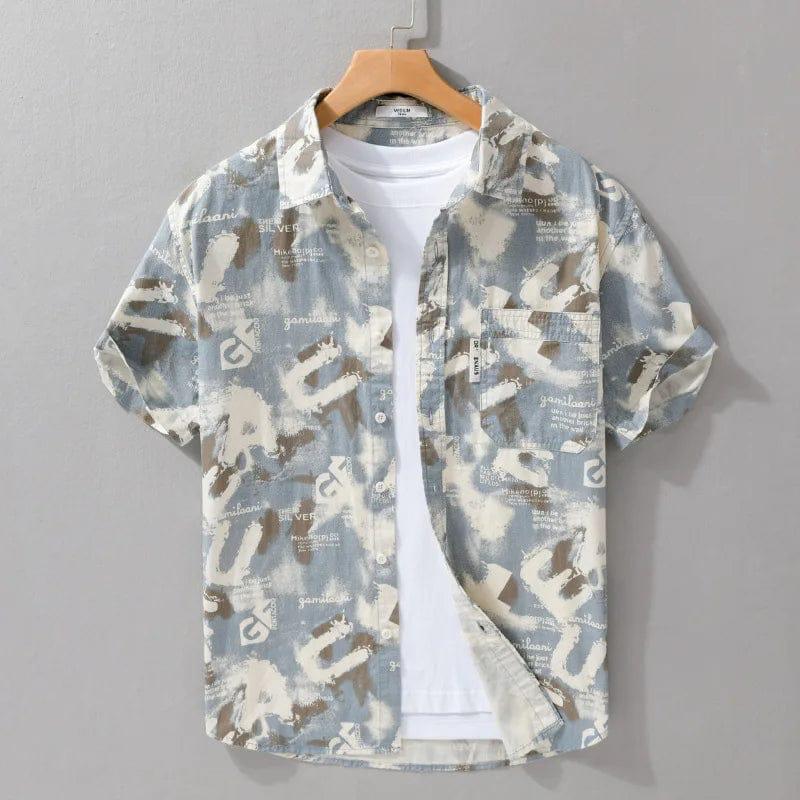 Mens Gray Unique Printed Regular Fit Full Sleeve Shirts