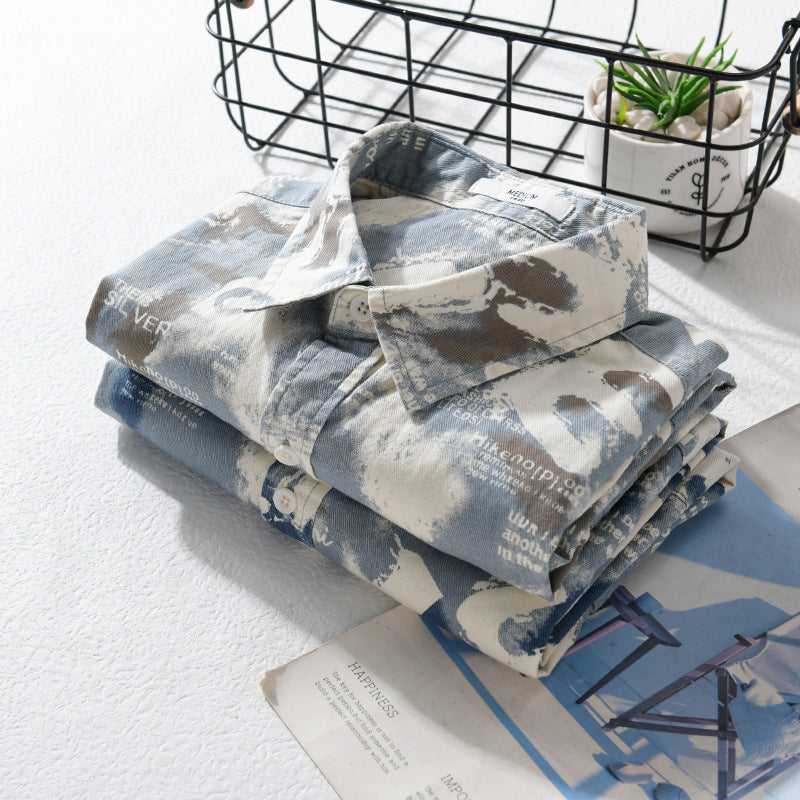 Men's Blue Unique Printed Regular Fit Full Sleeve Shirts