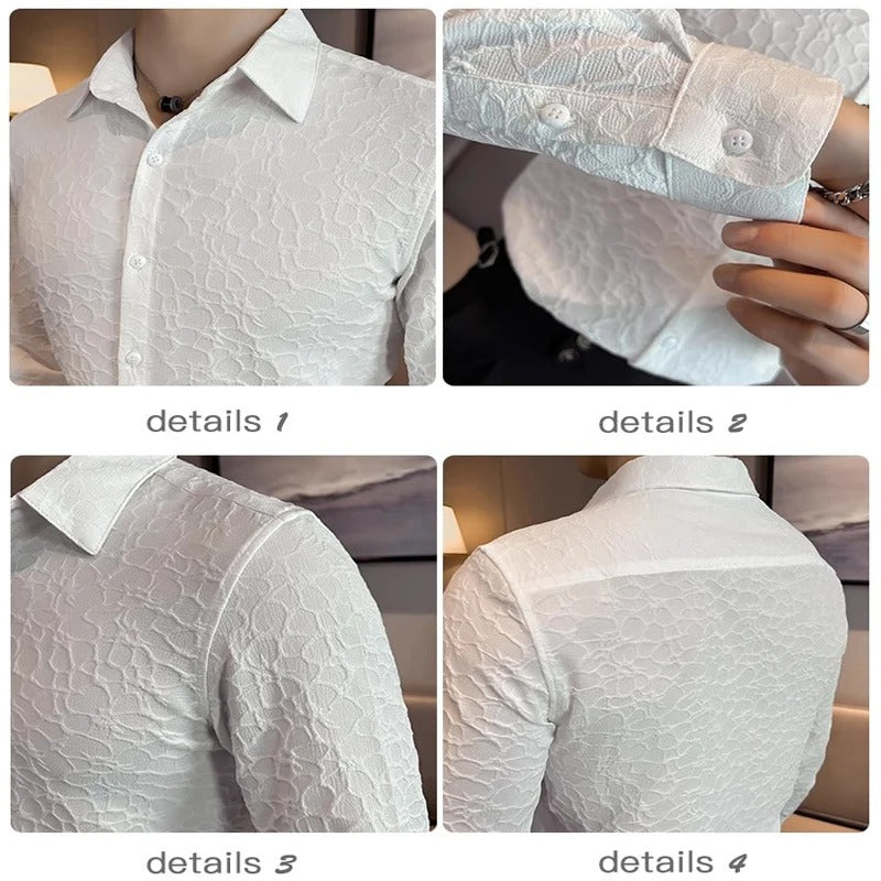 Vintage White Spiderweb Textured Shirt