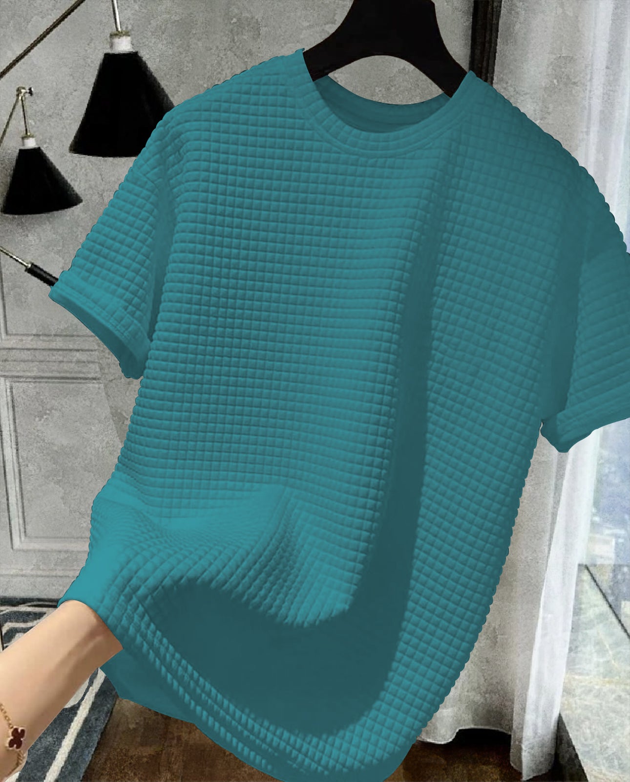 Blue Dianne Regular Fit Rib-knit T-shirt