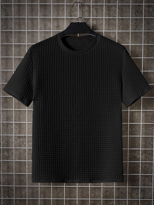 Black Regular Fit Rib-knit T-shirt