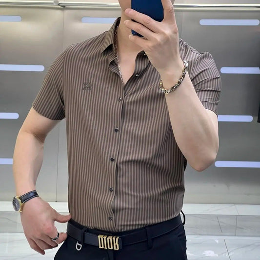 Men's Pinstripe Business Casual Shirt