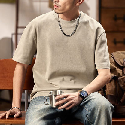 Round Neck Drop-Shoulder Sleeves Oversized Mens T Shiirt