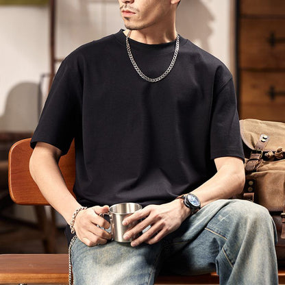Round Neck Drop-Shoulder Sleeves Oversized Mens T Shiirt