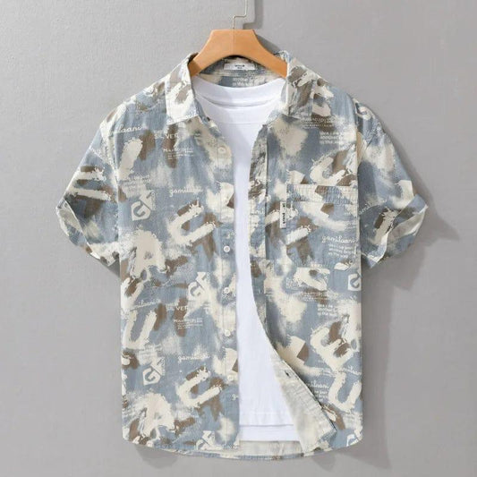 Mens Gray Unique Printed Regular Fit Full Sleeve Shirts