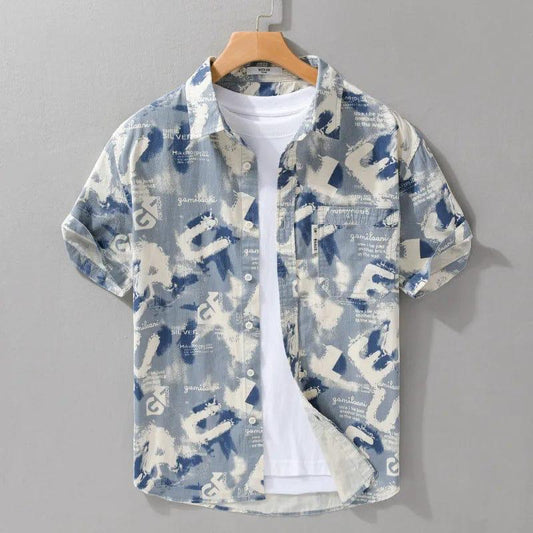 Men's Blue Unique Printed Regular Fit Full Sleeve Shirts