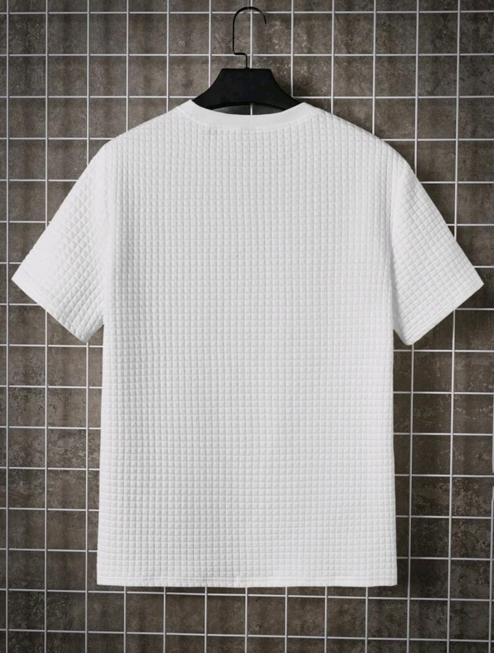 White Regular Fit Rib-knit T-shirt