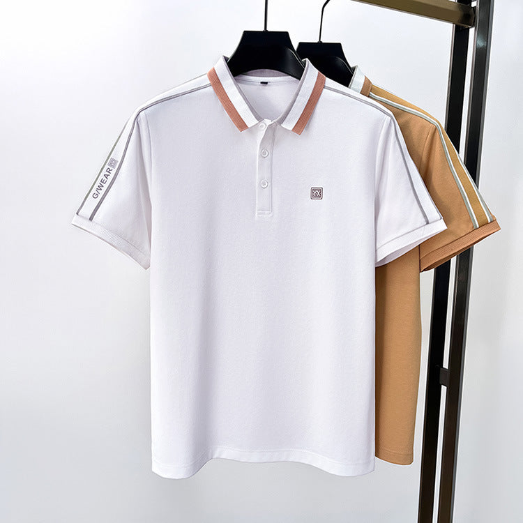 2025 Fashion Letter Stripe Short Sleeve POLO T Shirt