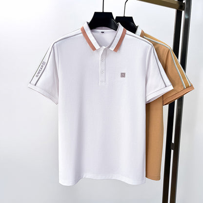 2025 Fashion Letter Stripe Short Sleeve POLO T Shirt