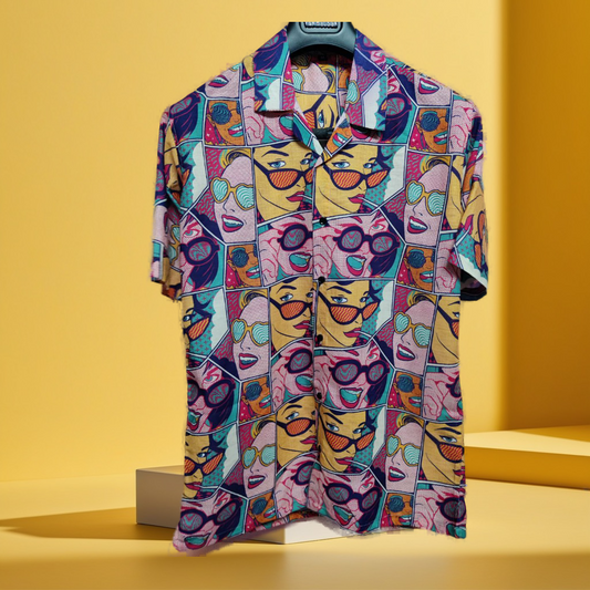 New Summer  Lilne Printed  Pink Shirt